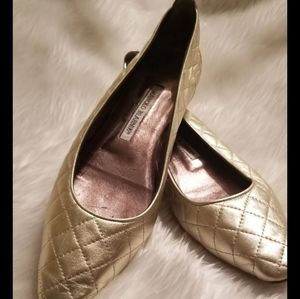 Manolo Blahnik Quilted Gold Flat